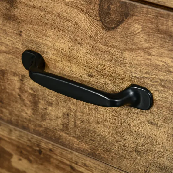 Buy 3 Drawer File Cabinet, Mobile Filing Cabinet on Wheels for Home Office, Study, Rustic Brown, 8 image