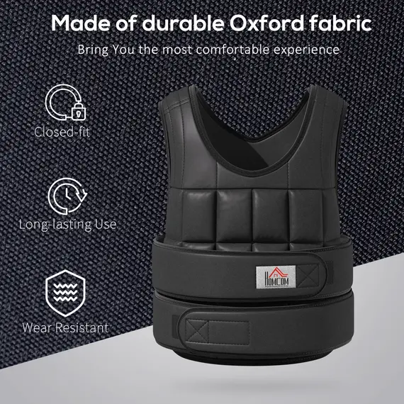 Buy 20kg Weighted Vest, Adjustable Running Weight Vest with 38 Weight Bags for Men or Women Cardio Exercise, Black, 7 image