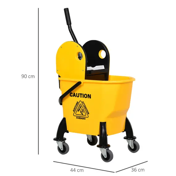 Buy 25L Mop Bucket, with Wringer, Wheels and Handle - Yellow, 3 image