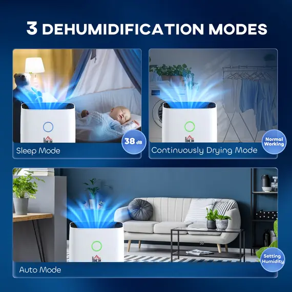 Buy 20L/Day Portable Dehumidifier for Home, with LED Screen, Sleep Mode, 24H Timer, Electric Air Dehumidifier for Damp Laundry Bedroom Basement, 5 image
