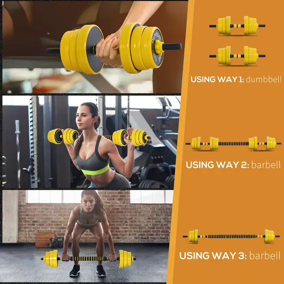 Buy 20KG Dumbbell & Barbell  Adjustable Set Plate Bar Clamp Rod Home Gym Sports Area Exercise Ergonomic, 5 image
