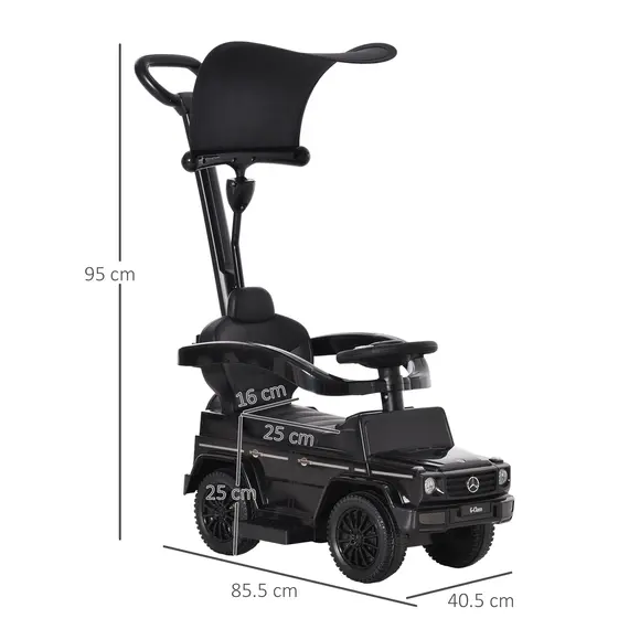 Buy 3 in 1 Kids Children Ride on Push Car Toddler Sliding Car G350 Licensed Walker Foot to Floor Slider Push-Along with Horn Steering Wheel NO POWER Manual, Black, 3 image