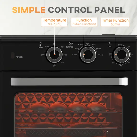 Buy 20L 90-230„ƒ Mini Convection Oven, with Air Fry Function - Black, 7 image