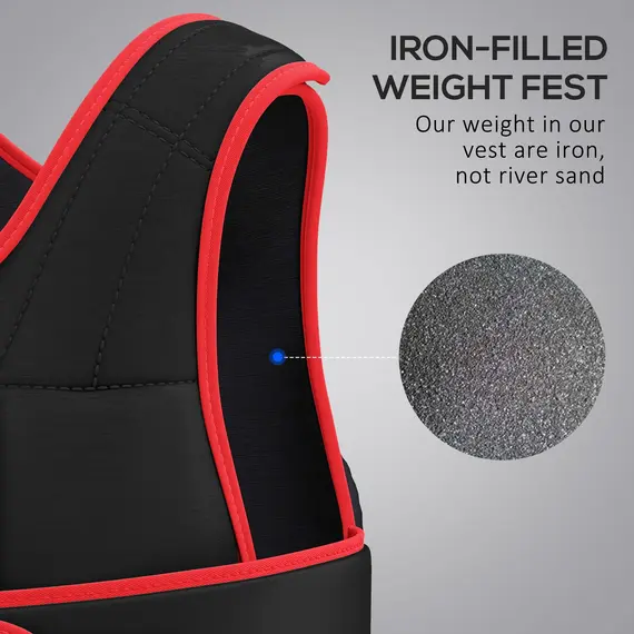 Buy 20kg Weighted Vest, Adjustable Running Weight Vest with 38 Weight Bags for Men or Women Cardio Exercise, Black and Red, 5 image