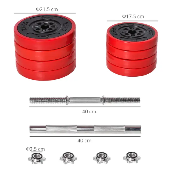 Buy 20KGS 2-In-1 Dumbbell & Barbell Adjustable Set Strength Muscle Exercise Fitness Plate Bar Clamp Rod Home Gym Sports Area, 3 image