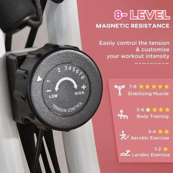 Buy 2-in-1 Folding Exercise Bike with 8-Level Magnetic Resistance, Arm Resistance Band, Pulse Sensor, Pink, 6 image
