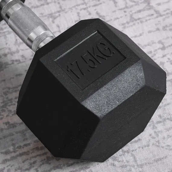 Buy 2x17.5kg Rubber Hex Dumbbell Portable Hand Weights Dumbbell Home Gym Workout Fitness Hand Dumbbell, 9 image