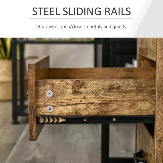 Buy 3 Drawer File Cabinet, Mobile Filing Cabinet on Wheels for Home Office, Study, Rustic Brown, 6 image