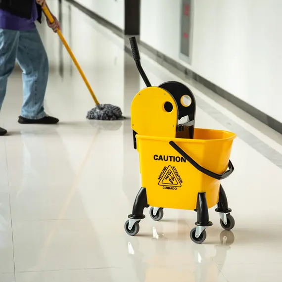 Buy 25L Mop Bucket, with Wringer, Wheels and Handle - Yellow, 9 image