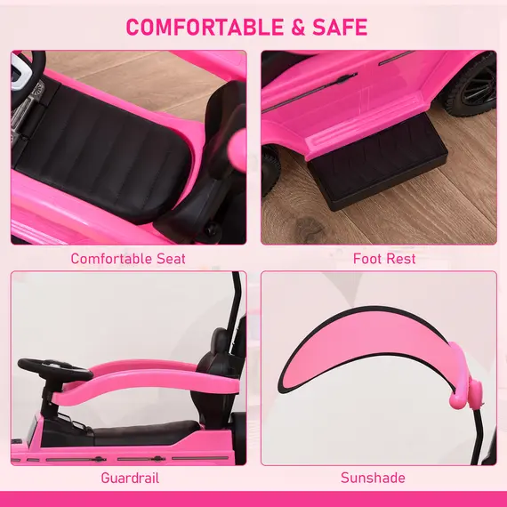 Buy 3 in 1 Kids Children Ride on Push Car Toddler Sliding Car G350 Licensed Walker Foot to Floor Slider Push-Along with Horn Steering Wheel NO POWER Manual, Pink, 5 image