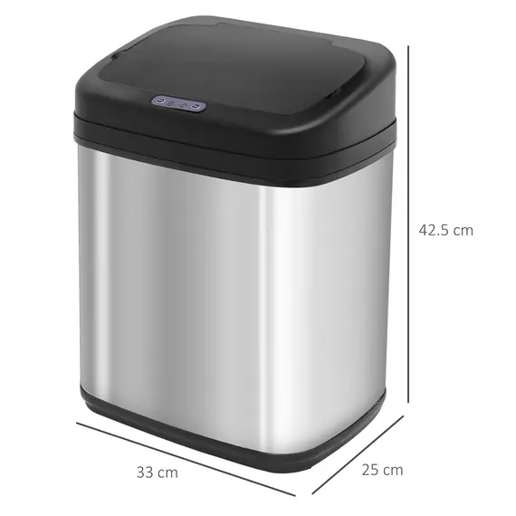 Buy 20L LUXURY Automatic Sensor Dustbin Kitchen Waste Bin Rubbish Trashcan Auto Dustbin Stainless Steel with Bucket 33*25*42.5CM, 3 image