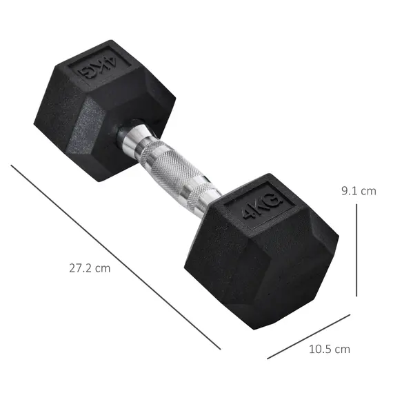 Buy 2x4kg Rubber Dumbbell Sports Hex Weights Sets Home Gym Fitness Hexagonal Dumbbells Kit Weight Lifting Exercise, 3 image