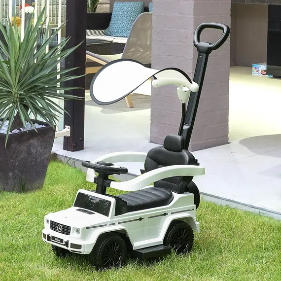 Buy 3 in 1 Kids Children Ride on Push Car Toddler Sliding Car G350 Licensed Walker Foot to Floor Slider Push-Along with Horn Steering Wheel NO POWER Manual, White, 2 image
