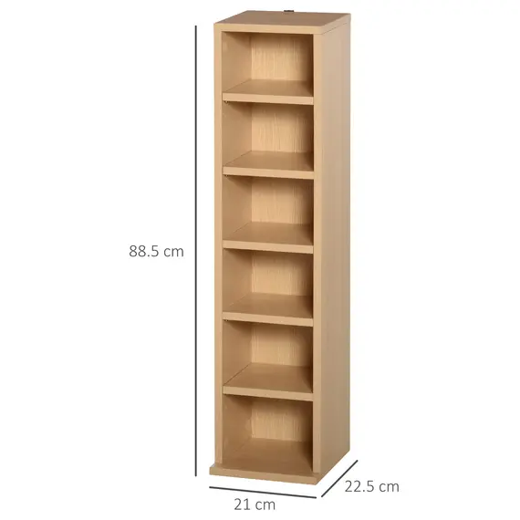 Buy 204 CD Media Display Shelf Unit Set of 2 Blu-Ray Tower Rack w/ Adjustable Shelves Bookcase Storage Organiser, Natural Wood Colour, 3 image