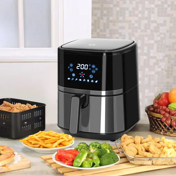 Buy 4.5L Air Fryer, 8-in-1 Digital Air Fryer Oven with Rapid Air Circulation, Temp Control & Timer, Non-stick Basket, Oil-Free Cook, 1500W, Black, 2 image