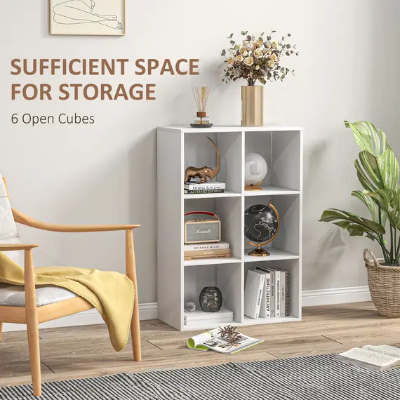 Buy 3-tier 6 Cubes Storage Unit Particle Board Cabinet Bookcase Organiser Home Office Shelves White, 4 image