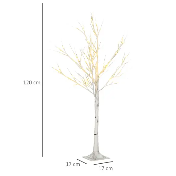 Buy 4ft Artificial White Birch Tree Light with Warm White Pre-Lit LED Light for Indoor and Covered Outdoor Use, 3 image