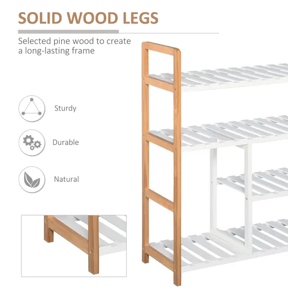Buy 4 Tier Shoe Racks Storage Stand Shelf Organizer Wood Frame 78 x 68 x 26 cm Hallway Furniture, 6 image