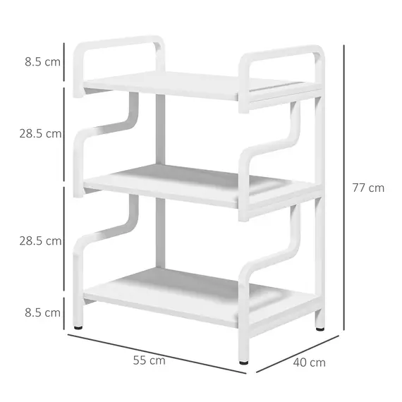Buy 3-Tier Printer Stand with Storage Shelves, Printer Table, 55 x 40 x 77cm Printer Shelf for Home Office, Study, White, 3 image