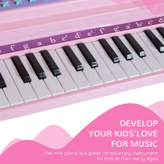 Buy 37 Keys Kids Mini Electronic Keyboard Children Grand Piano with Stool Microphone Light Musical Instrument Educational Game Toy Set (Pink), 6 image