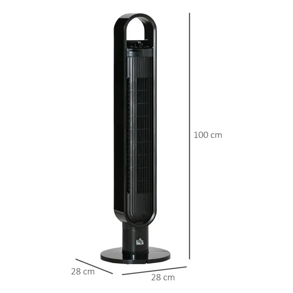 Buy 39" Anion Freestanding Tower Fan Cooling for Bedroom with Oscillating, 3 Speeds, 3 Modes, 12h Timer, LED Sensor Panel, Remote Controller, 60W, Black, 3 image