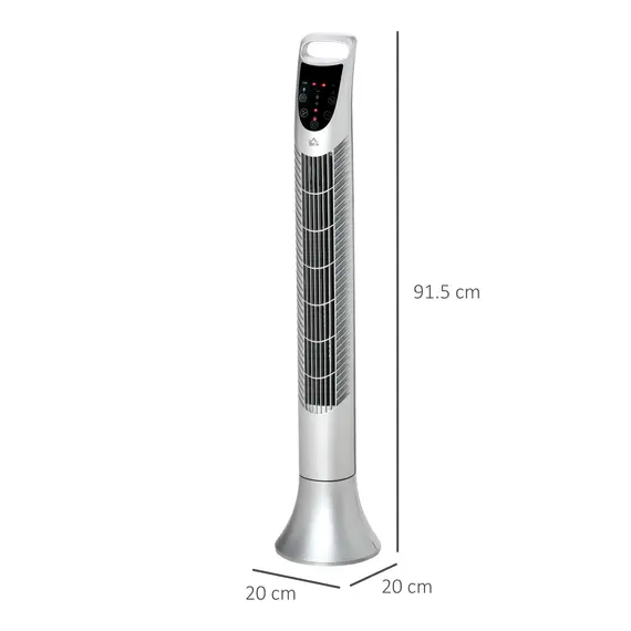 Buy 36'' Freestanding Tower Fan, 3 Speed 3 Mode, 7.5h Timer, 70 Degree Oscillation, LED Panel, 5M Remote Controller, Silver, 3 image