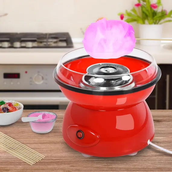 Buy 450W Electric Candyfloss Machine Kit Non-Stick Plates Fairground Fun Children Adult Party Gift Home Sweet Metal Body w/ Accessories Red, 2 image