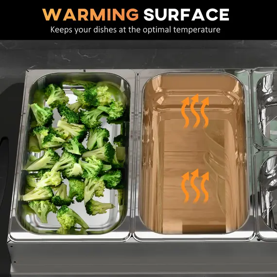 Buy 4 Tray Electric Food Warmer Buffet Server with Warming Plate, Cool Touch Handles, Adjustable Temperature, 300W, 2 x 2.4L and 2 x 1L Pans, 5 image