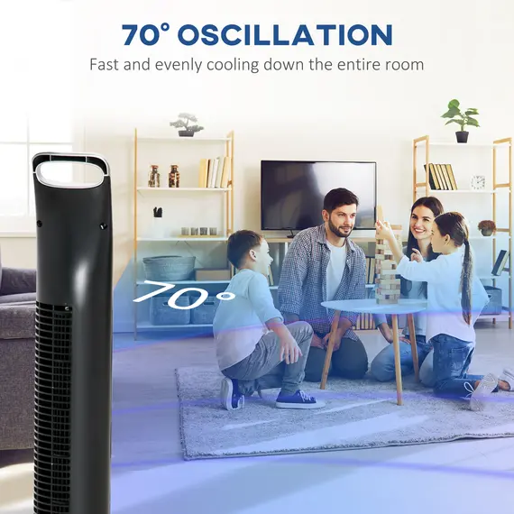 Buy 36'' Freestanding Tower Fan, 3 Speed 3 Mode, 7.5h Timer, 70 Degree Oscillation, LED Panel, 5M Remote Controller, Silver, 6 image