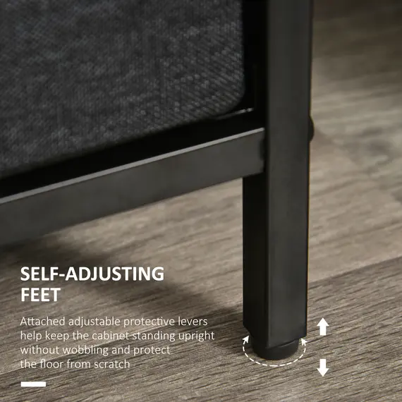 Buy 4 Drawer Storage Chest Unit Home Cabinet w/ Shelves Home Living Room Bedroom Entryway Living Furniture, Black, 7 image