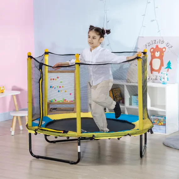Buy 4.6FT Kids Trampoline, with Safety Net, for Kids 3-10 Years - Yellow, 2 image