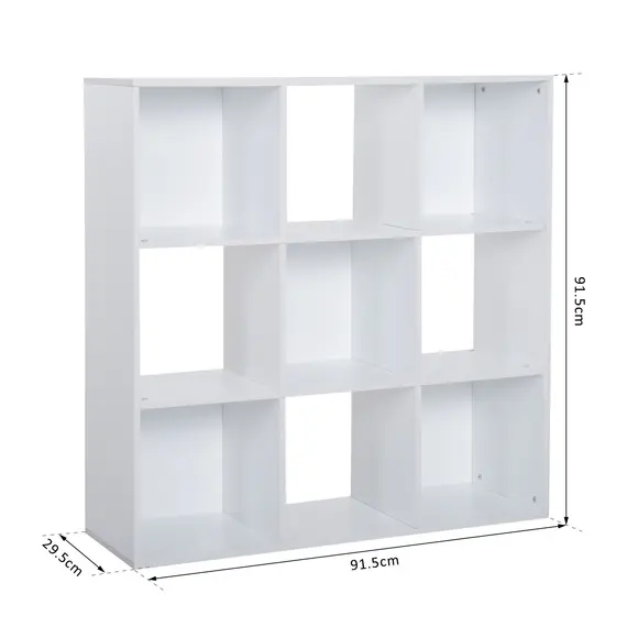 Buy 3-tier 9 Cubes Storage Unit Particle Board Cabinet Bookcase Organiser Home Office Shelves White, 3 image