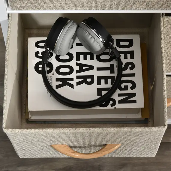 Buy 4 Drawer Storage Chest Unit Home Cabinet w/ Shelves Home Living Room Bedroom Entryway Living Furniture, Light Grey, 9 image