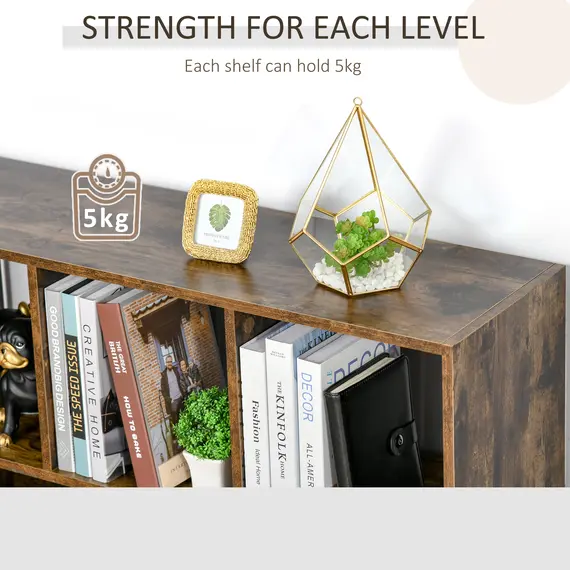 Buy 3-Tier Bookcase, Storage Shelf Unit with Open Compartments, for Living Room, Bedroom, Office, Divider, 97.5 x 30 x 100 cm, Rustic Brown, 6 image