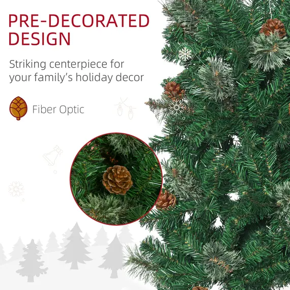 Buy 6.5FT Tall Pencil Slim Artificial Christmas Tree with Realistic Branches, Tip Count and Pine Cones, Pine Needles Tree, Xmas Decoration, Green, 6 image