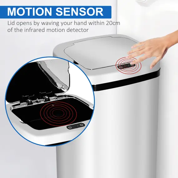 Buy 50L Infrared Touchless Automatic Motion Sensor Dustbin Stainless Steel Trash Can Home Office, 5 image