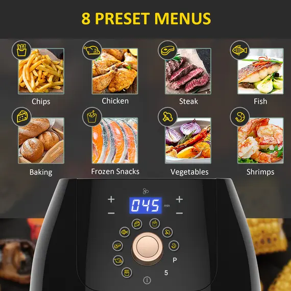 Buy 5.5L 1700W Air Fryer, with Digital Display, 80-200„ƒ Temperature, 5 image