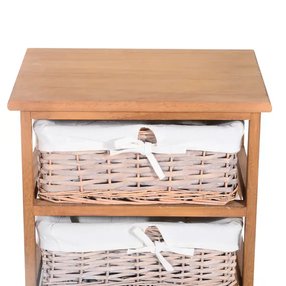 Buy 5 Drawer Dresser Wicker Basket Storage Shelf Unit Wooden Frame Home Organisation Cabinet Bedroom Office Furniture Natural Finish, 7 image