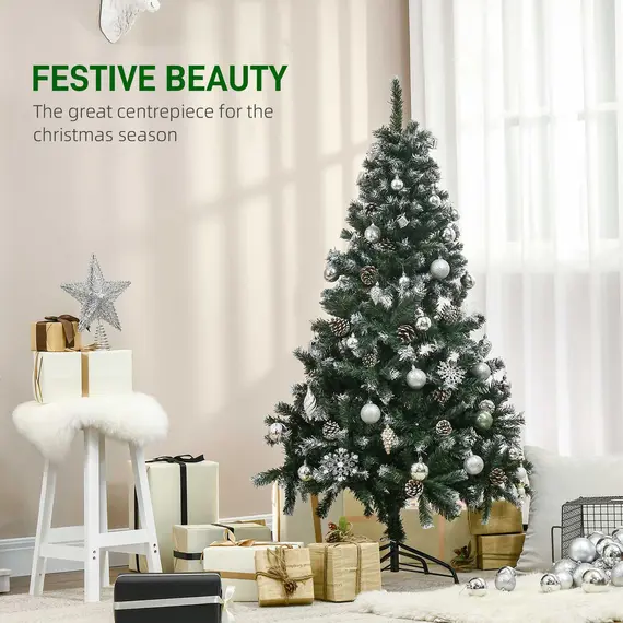 Buy 5FT Artificial Christmas Tree with Pine Cones, Holiday Home Xmas Decoration Automatic Open, Green, 4 image