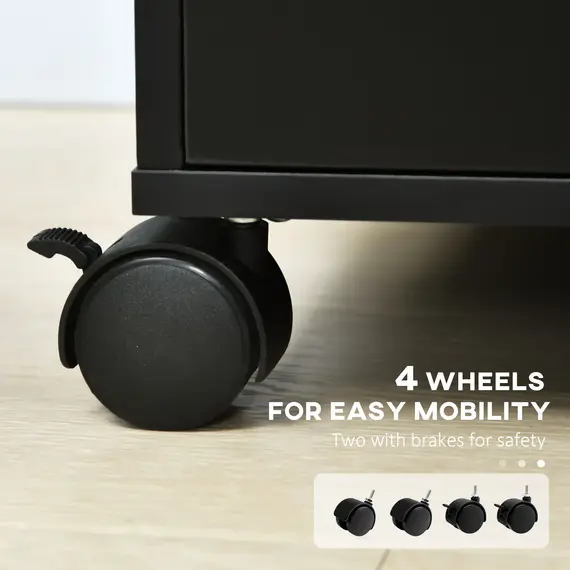 Buy 5 Drawer Mobile Filing Cabinet, Vertical File Cabinet, Modern Rolling Office Storage Organizer Cupboard, Black, 5 image