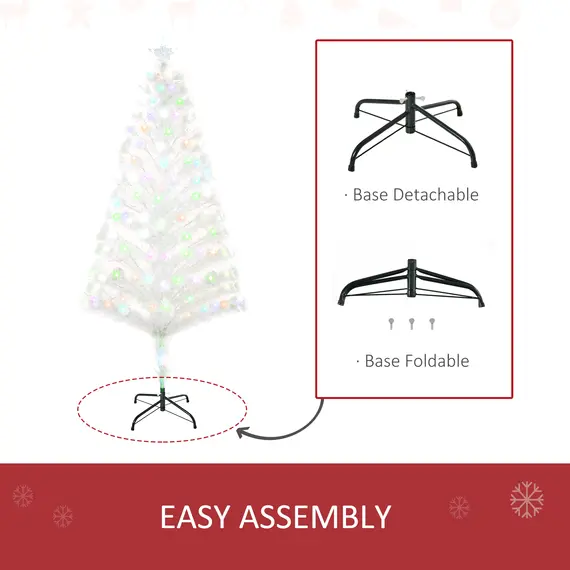 Buy 5 Feet Prelit Artificial Christmas Tree with Fiber Optic LED Light, Holiday Home Xmas Decoration, White, 7 image