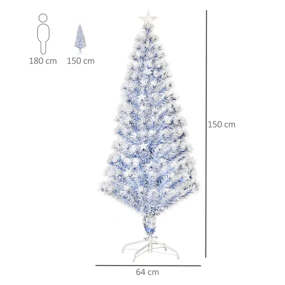 Buy 5FT Artificial Fibre Optic Christmas Tree Seasonal Decoration w/ LED Lights Pre-Lit Easy Store White Blue, 3 image