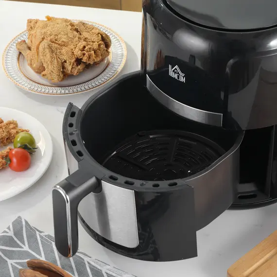 Buy 4L Air Fryer, 1300W Air Fryer Oven with Digital Touch Display, Rapid Air Circulation, 12 Cooking Programs, Adjustable Temperature, Timer, Nonstick Basket for Oil Less or Low Fat Cooking, Black, 8 image