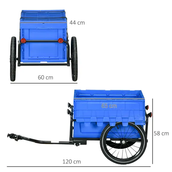 Buy 65L Steel Frame Bike Trailer Storage Box - Blue, 3 image
