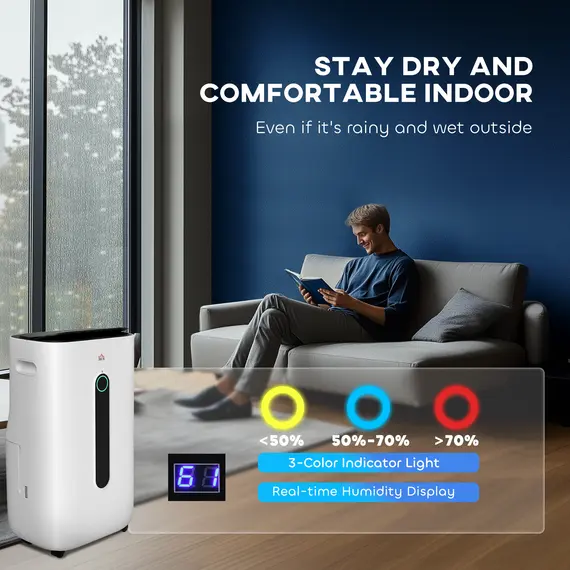 Buy 6500mL Portable Dehumidifier with Air Purifier Filter, 24H Timer, 4 Modes, 22L/Day, for Home Laundry Basement, 9 image