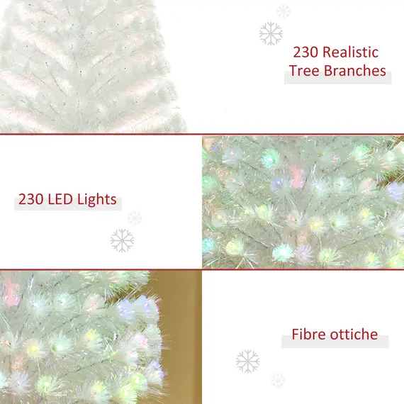 Buy 5 Feet Prelit Artificial Christmas Tree with Fiber Optic LED Light, Holiday Home Xmas Decoration, White, 8 image