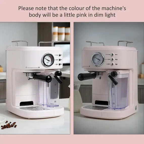 Buy 5Pc Coffee Machine, Espresso & Cappuccino & Latte Maker with Milk Frothing Steamer, 1.5L Removable Water Tank, 2 Cups, 1250W, 9 image