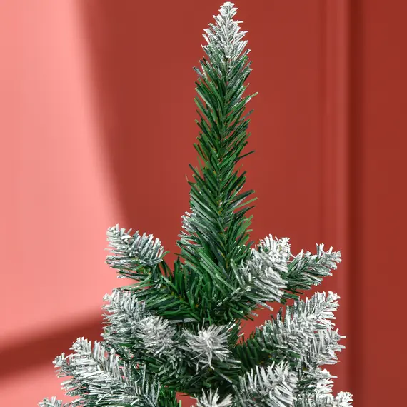 Buy 5 Ft Snow Artificial Christmas Tree with Realistic Branches, Pine Cone, for Indoor Decoration, Green White, 9 image