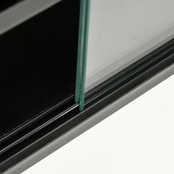 Buy 5-Tier Wall Display Shelf Unit Cabinet w/ 4 Adjustable Shelves Glass Doors Home Office Ornaments 60x80cm Black, 8 image