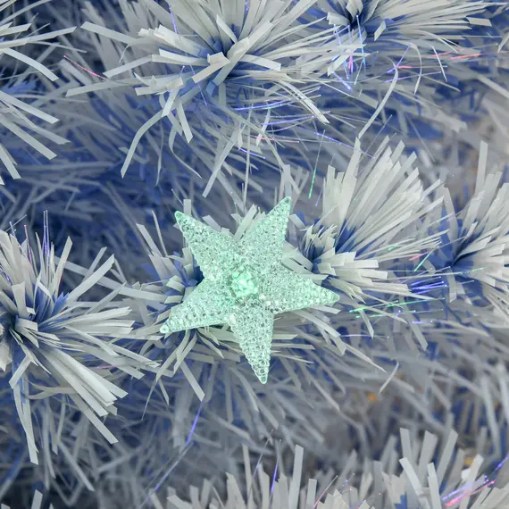Buy 5FT Artificial Fibre Optic Christmas Tree Seasonal Decoration w/ LED Lights Pre-Lit Easy Store White Blue, 8 image